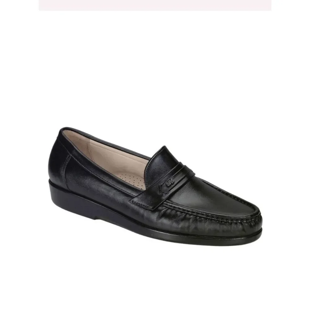 SAS Loafers NEW Ace Slip On Comfort Penny Handsewn Leather Black Size 9.5 W